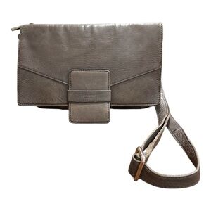 Hammitt Joe Crossbody Bag Gray Leather Snakeskin Silver Grommets Det Strap. B12